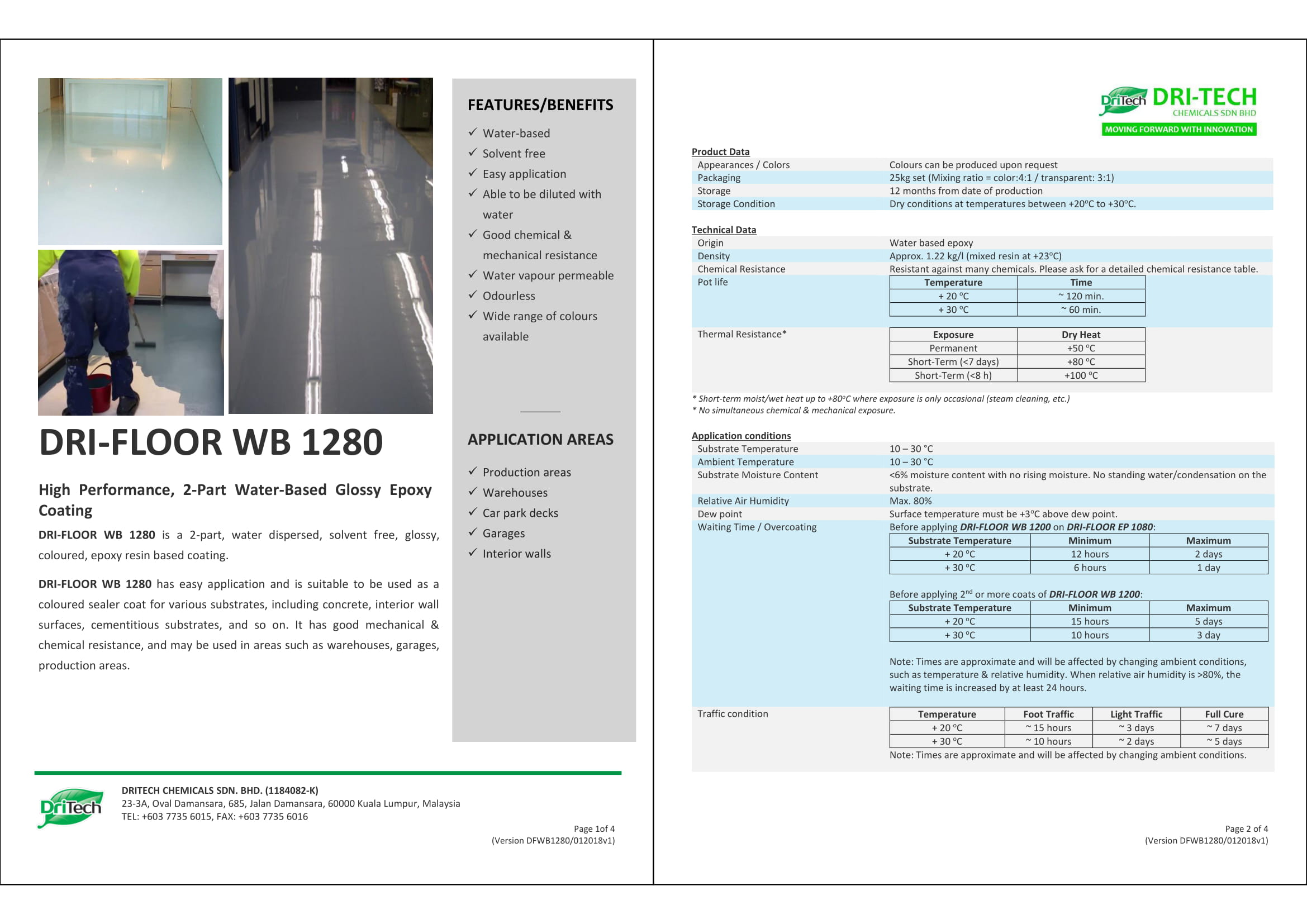 Dritech Water Based Epoxy Flooring Dri-Floor WB 1280