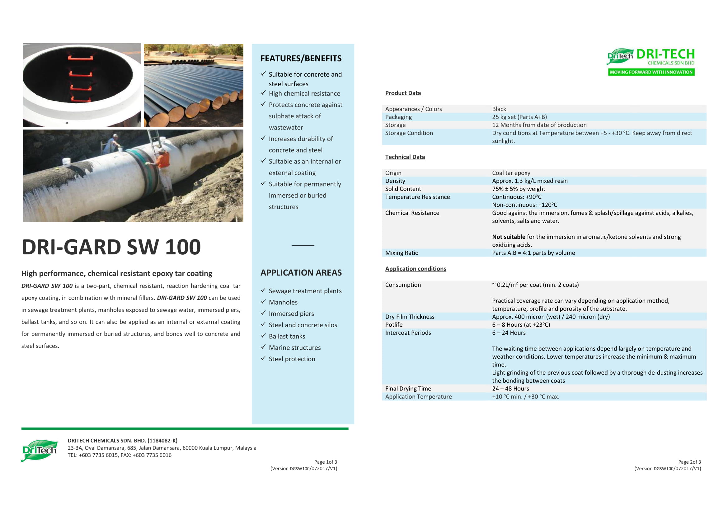 DRI GARD SW 100 chemical resistant epoxy coating